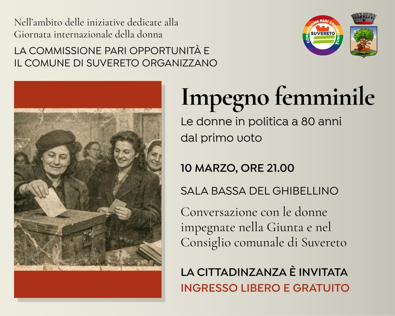 ”Impegno femminile. Le donne in politica a 80 anni dal primo voto